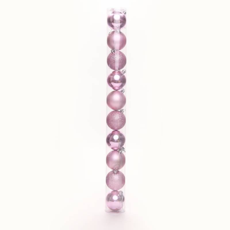 Mica - Setx 10 Bolas Decorativas Rosas Escarchadas en Plástico 