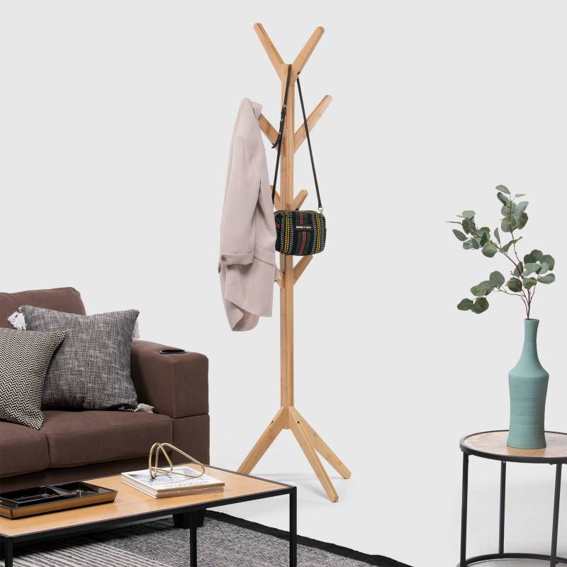 MICA Perchero de Pie de Bambú para ropa 175 x 60 cm 