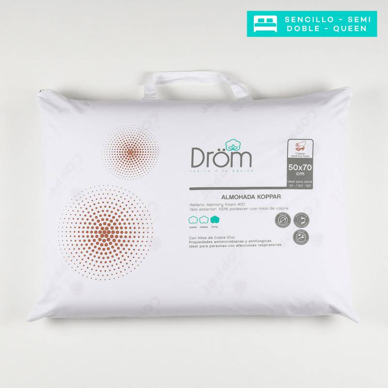 DROM - Almohada en Memory Foam, Firme 50 X 70 cm Drom Koppar