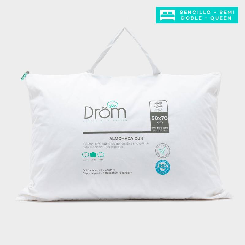 DROM - Almohada de Plumas, Firmeza Media 50 X 70 cm Drom  