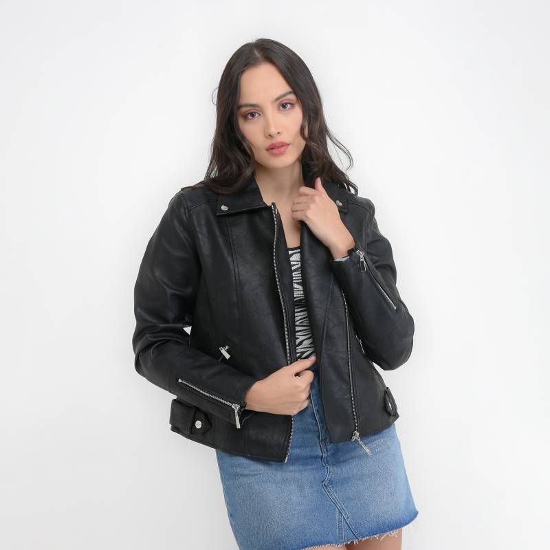 Chaqueta mujer efecto cuero tipo biker negra Mossimo