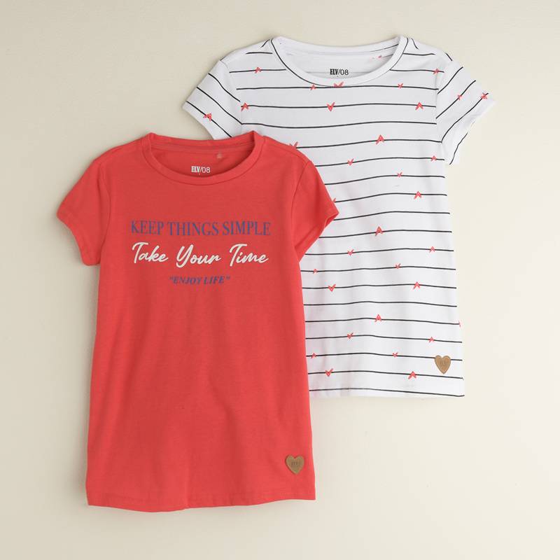 ELV - Pack de 2 Camisetas Para Niña Juvenil Elv