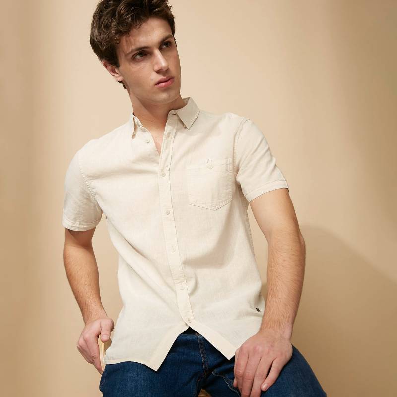 Basement - Camisa casual Lino para Hombre Regular Basement