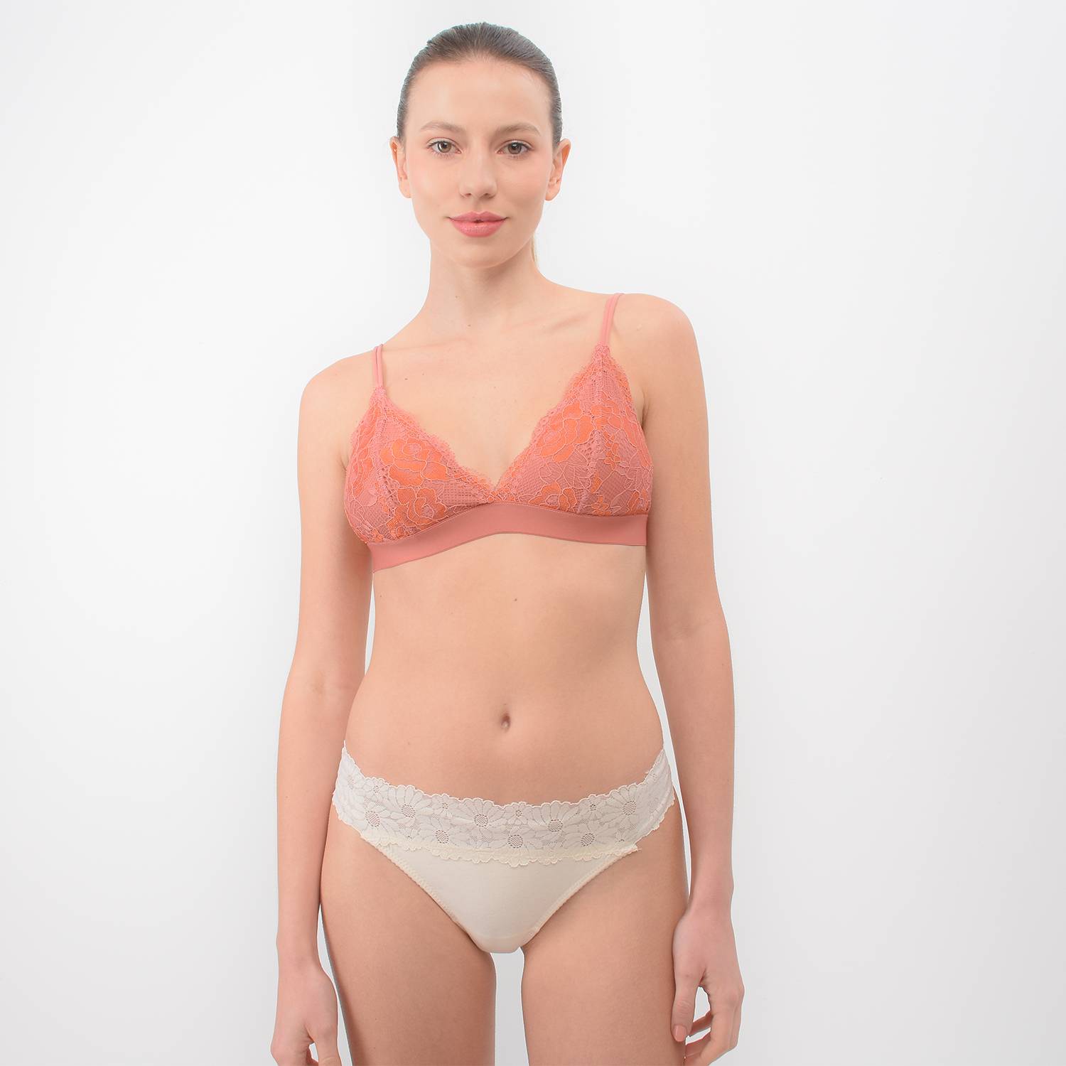 Bralette de encaje para mujer, brasier sin relleno, triángulo