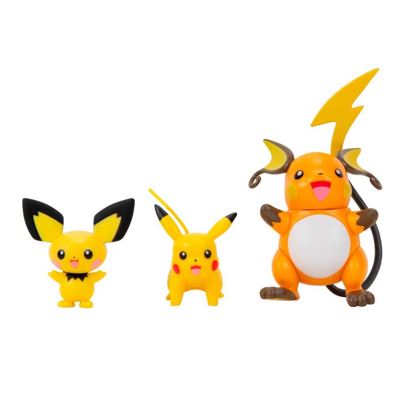 POKEMON - Figura de Acción Pokemon Multiempaque Evolution ( Pichu, Pikachu, Raichu) 