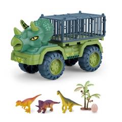 KIDS N PLAY - Camión de Juguete con Forma de Triceraptor, Incluye (Camión + 3 Dinosaurios + 2 Accesorios) a partir de los 3 años - KIDS N PLAY