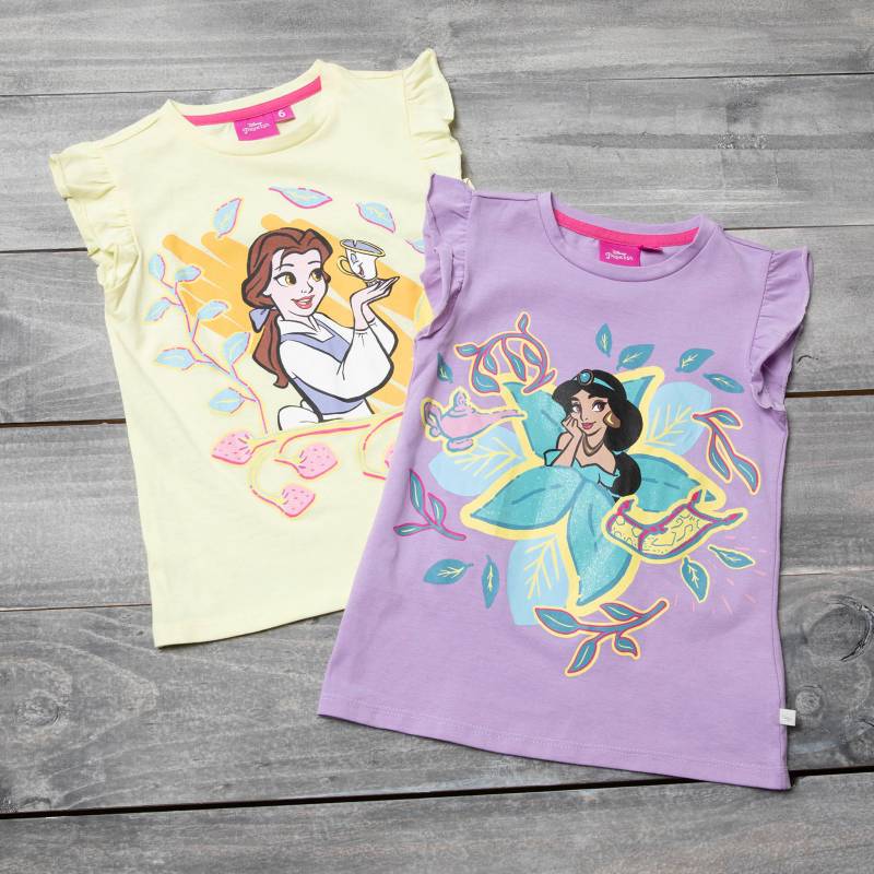 DISNEY Pack de 2 camisetas para niña Princesas 