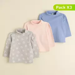 YAMP - Pack de 3 Camisetas para Bebé niña en Algodón Yamp