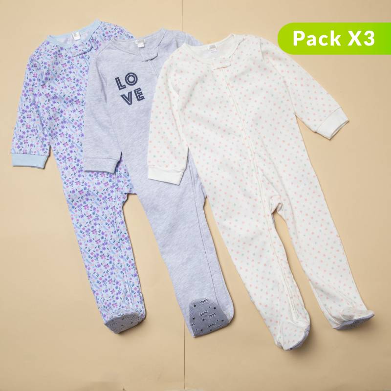 YAMP - Pack de 3 pijamas para Bebé Niña algodón Yamp