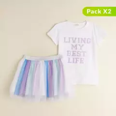 YAMP - Conjunto Camiseta y Falda Tutu para niña Yamp