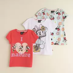 MINNIE - Pack de 3 Camisetas Para Niña Minnie