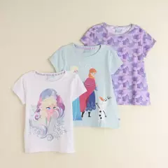 DISNEY - Pack de 3 Camisetas para Niña Frozen