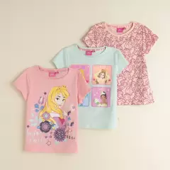 PRINCESS - Pack de 3 Camisetas para Niña Princess