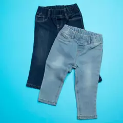 YAMP - Jeans para Bebé niña Pack de 2 unidades con Cintura elásticada en Algodón Yamp