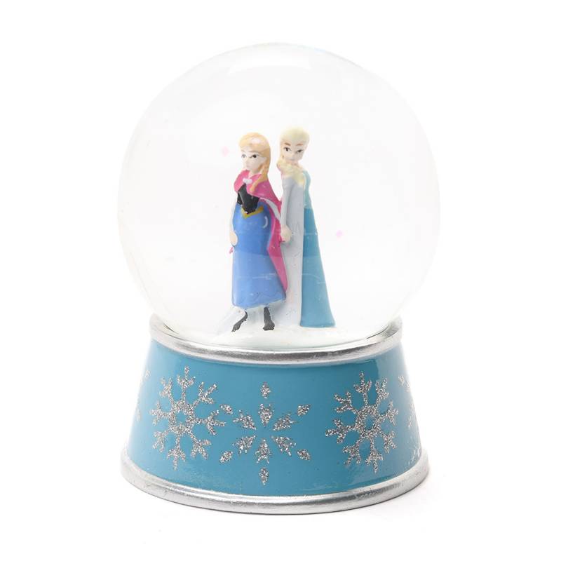 Bola de Nieve de Cristal Navideña Elsa y Anna Frozen de Poliresina