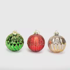MICA - Set de Bolas de Navidad 3 piezas de 8 cm. Decoración para Árbol de Navidad Mica