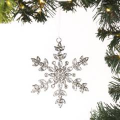 MICA - Copo de Nieve de Navidad Plateado para Árbol 10 cm de Metal Mica