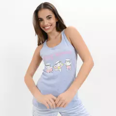 SYBILLA - Camiseta de Pijama para Mujer Corta Sin mangas de Algodón Sybilla