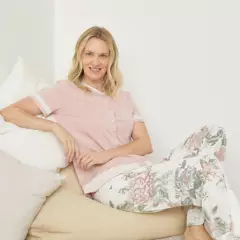 SOUTHLAND - Pijama completa con pantalón Mujer Largo Manga corta  Algodón Southland