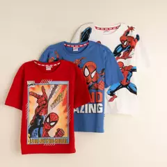 DISNEY - Pack de 3 Camisetas para Niño en Algodón SPIDER-MAN