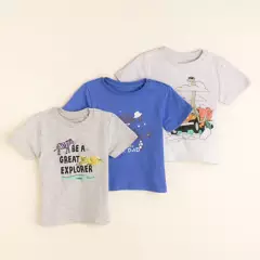 YAMP - Pack de 3 Camisetas para Bebé niño en Algodón Yamp