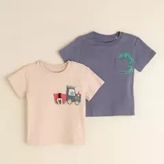 YAMP - Pack de 2 Camiseta para Bebé niño en Algodón Yamp