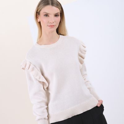 Sweater con Boleros para Mujer Cuello redondo de Algodón Basement