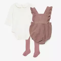 YAMP - Conjunto Body blusa + Jardinera + medias para Bebé niña en Algodón Yamp