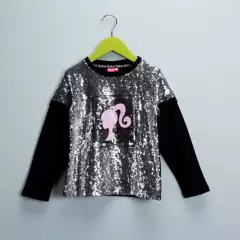 BARBIE - Camiseta Niña con Lentejuelas Manga larga Barbie