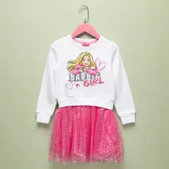BARBIE - Vestido Niña con Estampado Tutú Manga larga Algodón Barbie