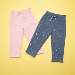YAMP - Pantalones para Bebé niña Pack de 2 unidades con Cintura elásticada en Algodón Yamp