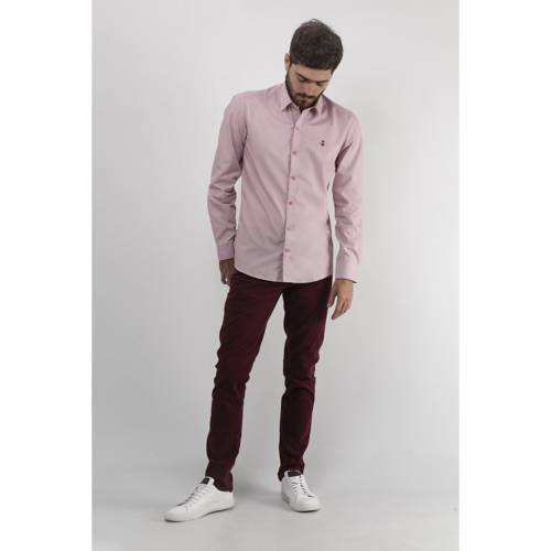 Camisa slim fit manga larga solo fondo rosa
