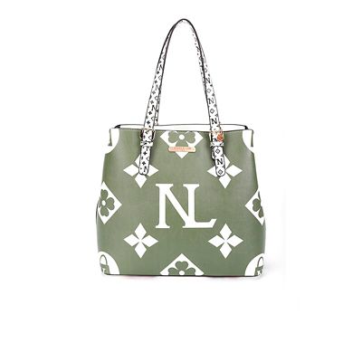 Bolso De Mano Verde Con Blanco Nicole Lee P15287 Vd