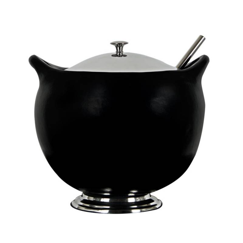 GENERICO - Sopera artesanal con cucharon color negro ref. 791