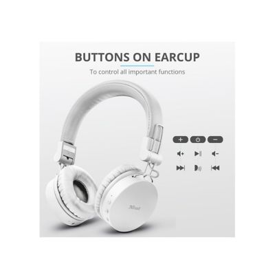 Audifonos Diadema Bluetooth Trust Tones Blanco 23909