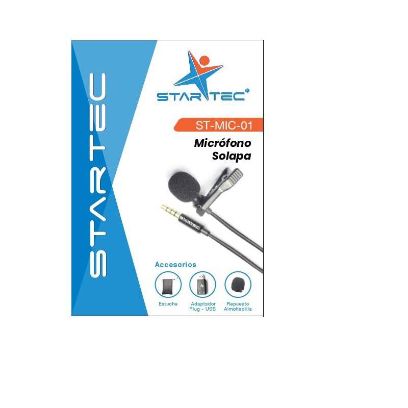 STARTEC - Microfono de solapa star tec st-mic-01 negro 3.5 m