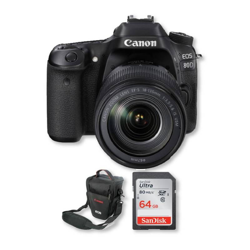 Canon - Canon 80D Lente 18-135Mm + Memoria 64Gb + Bolso