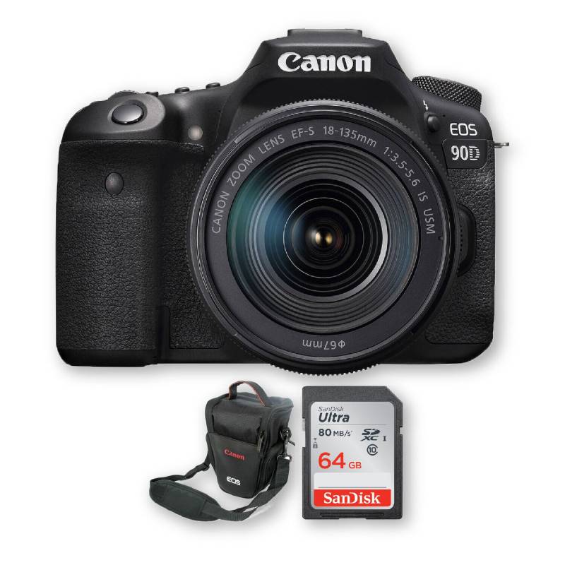Canon - Canon 90D 4K Lente 18-135Mm + Memoria 64Gb + Bolso