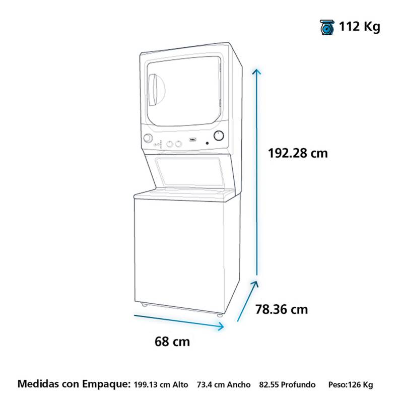 Torre lavadora secadora a gas 20kg en Colombia