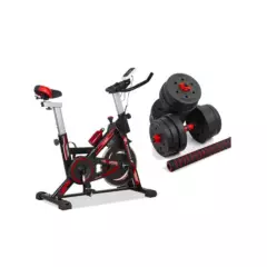 STYLE STARS - Combo: Bicicleta spinning Monitor +  Mancuernas pesas de 20kg