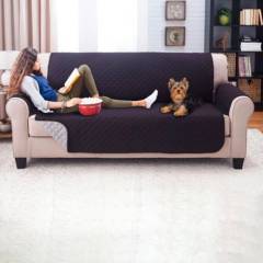 KARYTEX - Protector de sofá 3 Puestos doble faz negro - gris
