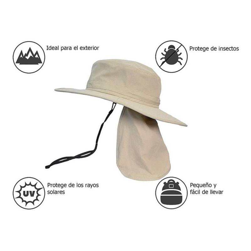 Sombrero Pescador Safari Capa Playa Sol Hombre Mujer Cuello