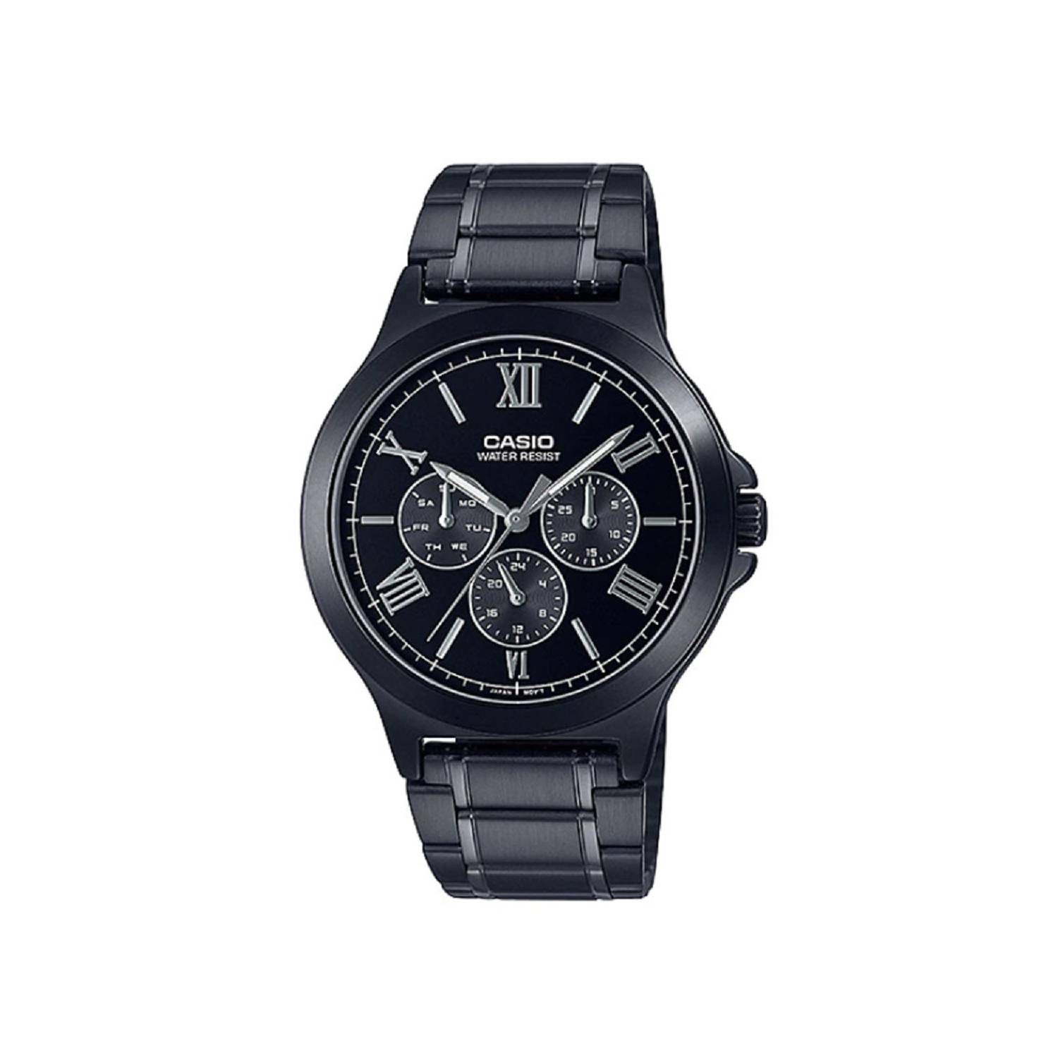 Reloj Casio Hombre Mod Mtp-v300b-1a amsterdamarg Color de la malla  Negro