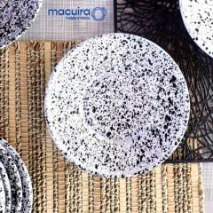 MACUIRA - Set 4 platos porta mug 14 cm en peltre coral negro