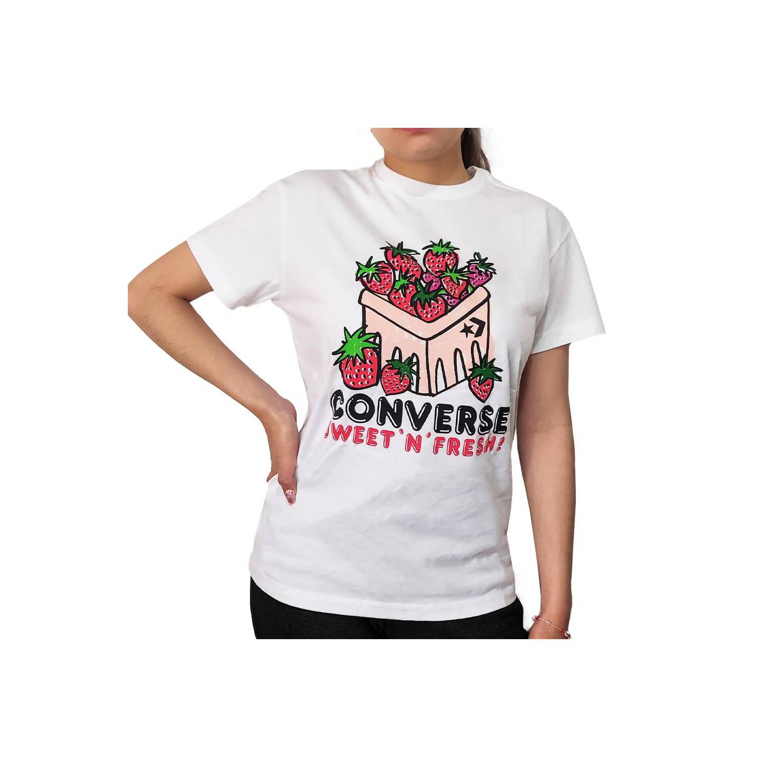 CONVERSE Camiseta Converse Basket Para Mujer-Blanco 