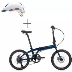 DTFLY - Bicicleta Plegable Tern B8 Azul Rin 20 + Casco Nutcase