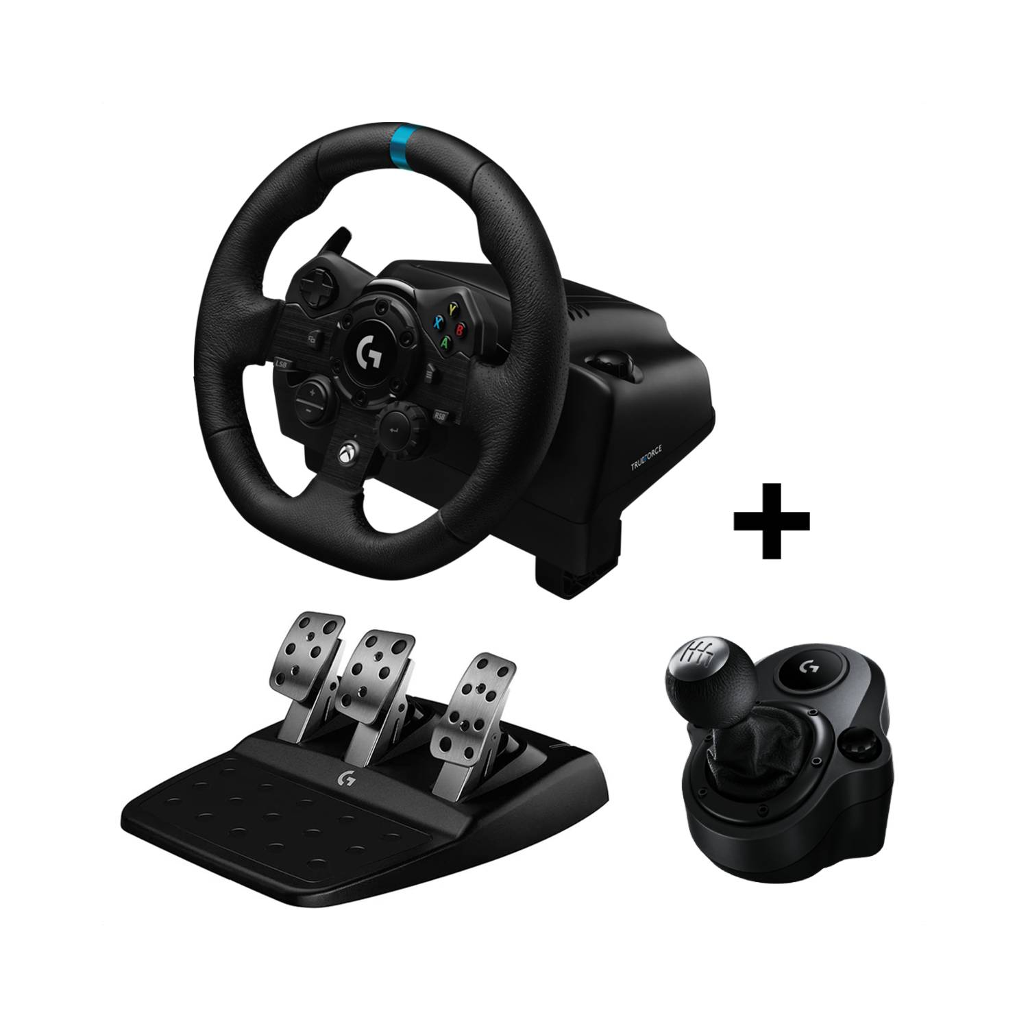  Logitech G923 - Volante con palanca de cambios Driving Force y  pedales para Xbox X/S, Xbox One y PC, con cubierta de volante de cuero  genuino : Videojuegos