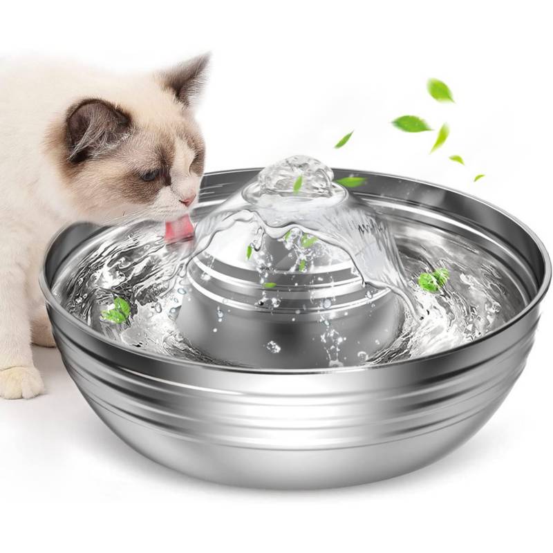 Fuente de agua para gatos y perros bebedero acero inoxidable TOMOMI