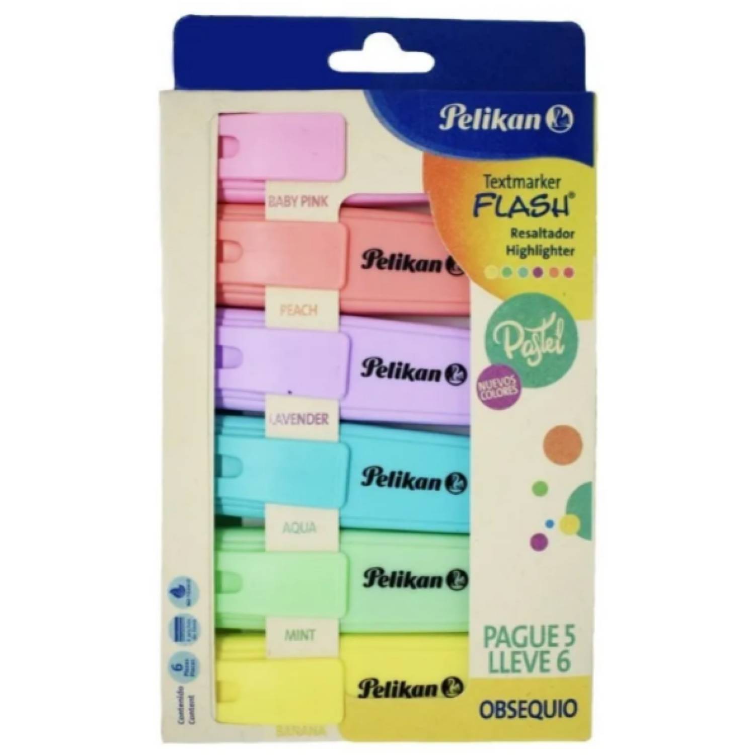 Caja de resaltadores Textmarker Flash Pastel con 6 unidades marca Pelikan -  Vernaza Grafic