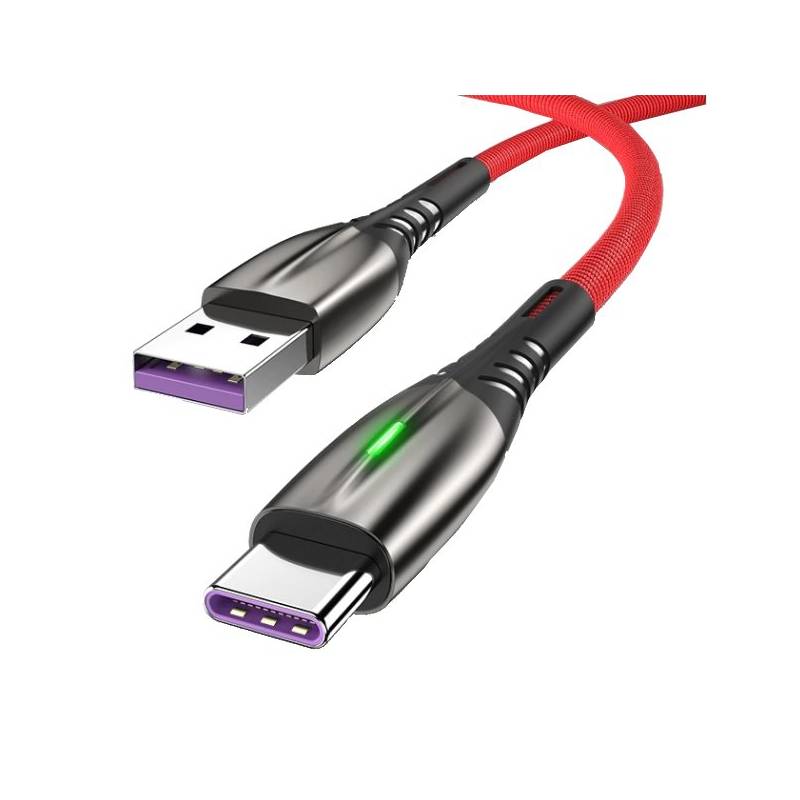 SISDATA - Cable Cargador Datos Tipo C Carga Ultra Rápida 2m Certify V4 Rojo
